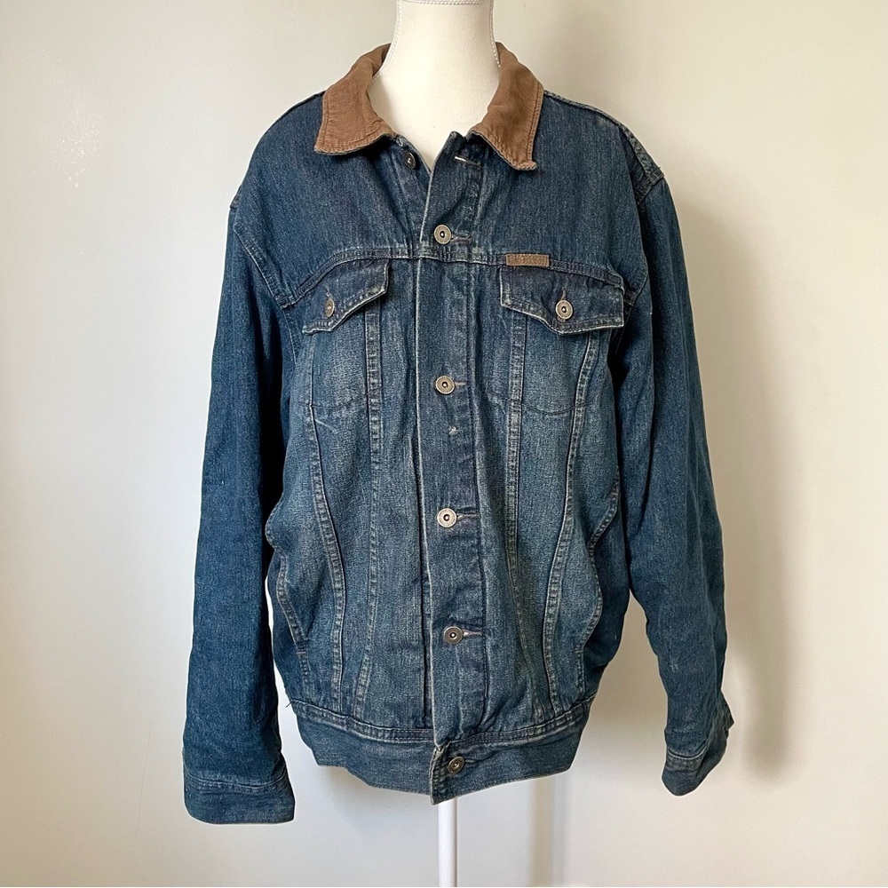 Vintage Denver Hayes Denim Chore Coat Corduroy Collar Size Extra Large